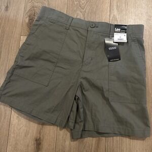 New Lee Womens Size 16 Shorts Comfort Waistband High Rise Khaki Green